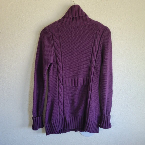 ATHLETA Purple Cable Knit Button Dowm Sweater Jacket Womens Size S - Picture 6 of 8